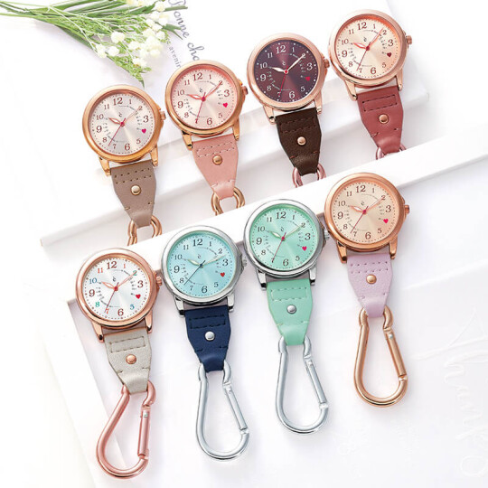 大きめフェイス電池長持ちフック式ガーリーナースウォッチ