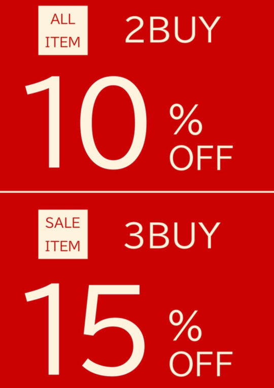 ALL ITEM 2BUY10%OFF / SALE  ITEM 3BUY 15%OFF