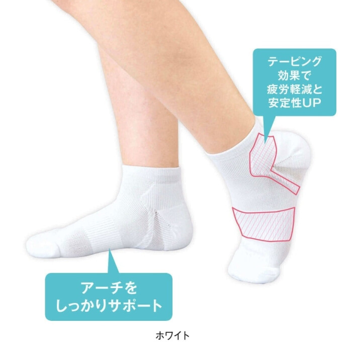 テーピングサポート入りアンクルソックス(2足組)
