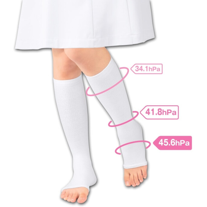 抗菌防臭加工強力着圧オープントゥハイソックス