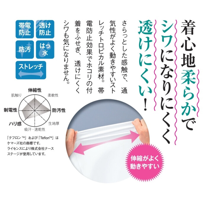 テフロン加工ムレずに超はっ水&防汚 ストレッチ肩スナップスクラブ(男女兼用)