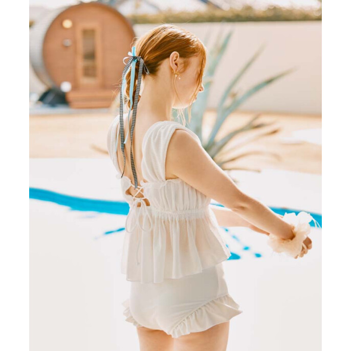 【新作入荷】ギャザーリボンビキニ【体系カバー】