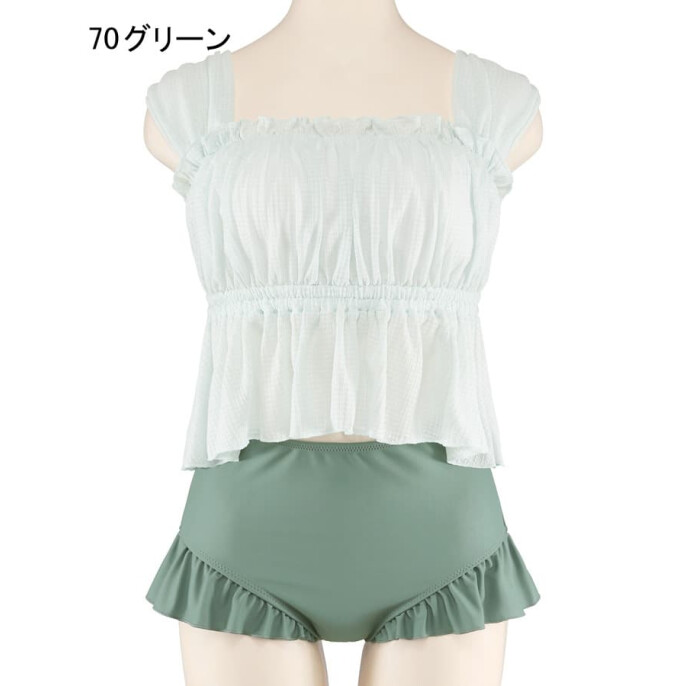 【新作入荷】ギャザーリボンビキニ【体系カバー】